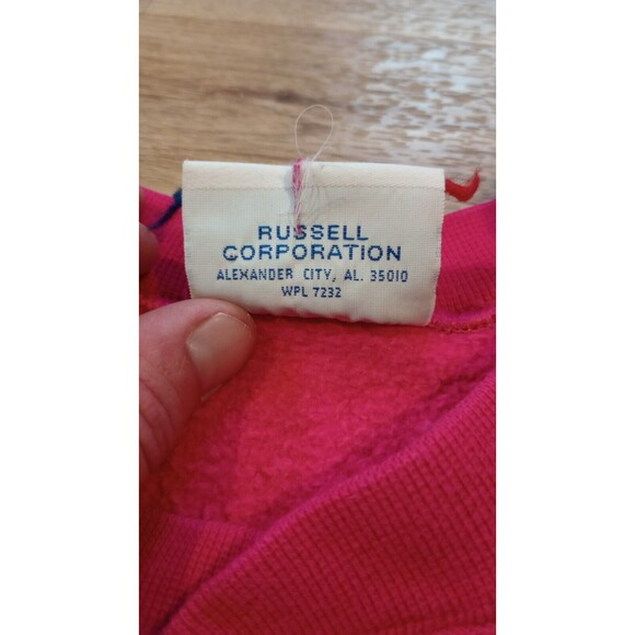 Vintage USA Russell Sweatshirt Mens Medium Pink Reverse Weave Fleece Crew Neck - Picture 7 of 16